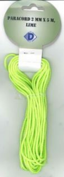 OUTLET Paracord / koord / touw, 2 mm, 5 meter, felgroen