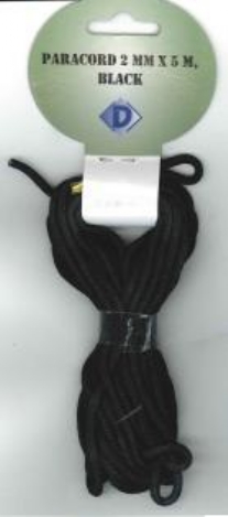 OUTLET Paracord / koord / touw, 2 mm, 5 meter, zwart