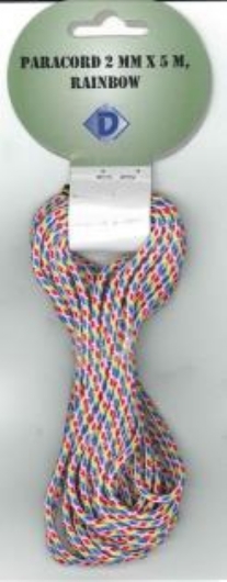 OUTLET Paracord / koord / touw, 2 mm, 5 meter, regenboog