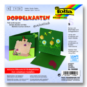 Dubbele wenskaarten vierkant 5st kerstgroen