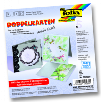 Dubbele wenskaarten vierkant 5st zilver