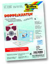Dubbele wenskaarten rechthoek 5st ivoor