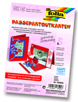Wenskaarten passepartout rechthoek 5st kerstrood