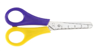 RVS linkshandige kinderschaar, 14 cm, stompe punten