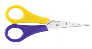 RVS linkshandige kinderschaar, 14 cm, spitse punten, kunststof handgrepen