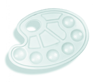 Ovale handpalet van wit kunststof, 16,7x22,5cm