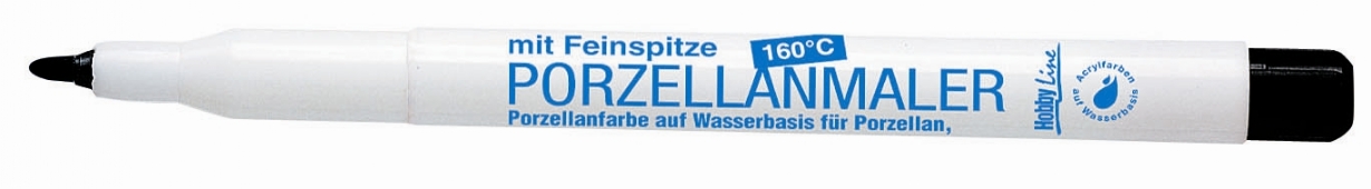 Poseleinstift / Porselein contourstift, zwart, extra fijn