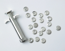 Metalen kleipersje, 10 cm, met 19 verschillende vormschijfjes
