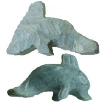 Braziliaans speksteen/zeepsteen sculptuur, 10 cm, dolfijn