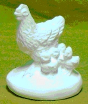 Latex gietmal voor gipsgieten, 50 mm,  kip met kuikens