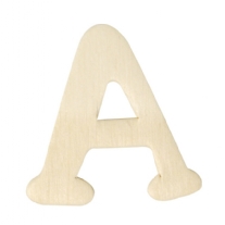 Houten letter, hoogte 4 cm, dikte 2 mm, A