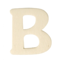 Houten letter, hoogte 4 cm, dikte 2 mm, B