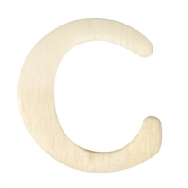 Houten letter, hoogte 4 cm, dikte 2 mm, C