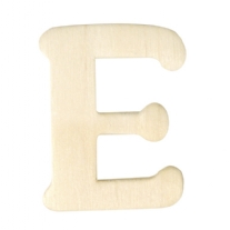 Houten letter, hoogte 4 cm, dikte 2 mm, E