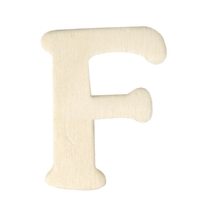 Houten letter, hoogte 4 cm, dikte 2 mm, F