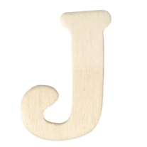 Houten letter, hoogte 4 cm, dikte 2 mm, J