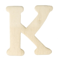 Houten letter, hoogte 4 cm, dikte 2 mm, K