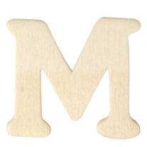Houten letter, hoogte 4 cm, dikte 2 mm, M