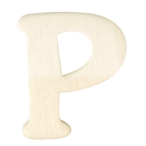 Houten letter, hoogte 4 cm, dikte 2 mm, P