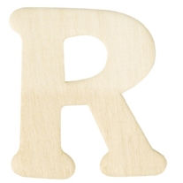 Houten letter, hoogte 4 cm, dikte 2 mm, R