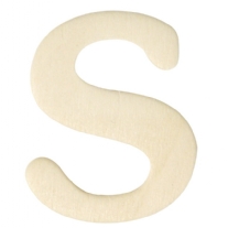 Houten letter, hoogte 4 cm, dikte 2 mm, S