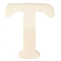 Houten letter, hoogte 4 cm, dikte 2 mm, T