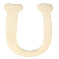 Houten letter, hoogte 4 cm, dikte 2 mm, U