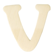 OP=OP Houten letter, hoogte 4 cm, dikte 2 mm, V