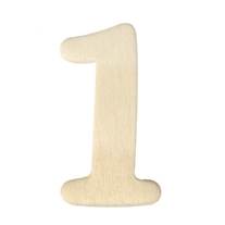 Houten cijfer, hoogte 4 cm, dikte 2 mm, 1