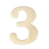 OP=OP Houten cijfer, hoogte 4 cm, dikte 2 mm, 3