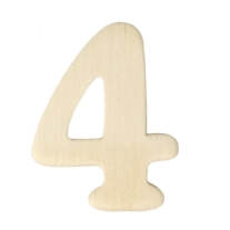OP=OP Houten cijfer, hoogte 4 cm, dikte 2 mm, 4