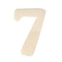 Houten cijfer, hoogte 4 cm, dikte 2 mm, 7