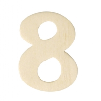 OP=OP Houten cijfer, hoogte 4 cm, dikte 2 mm, 8