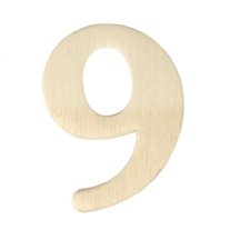 Houten cijfer, hoogte 4 cm, dikte 2 mm, 9