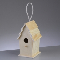Houten vogelhuisje, puntdak, 22 cm