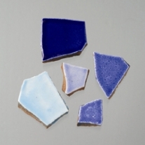 Keramische mozaiekstukjes, 20 tot 60mm, l kg, blauw-mix