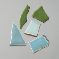Keramische mozaiekstukjes, 20 tot 60mm, l kg, groen-mix