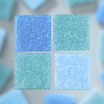 Glasmozaieksteentjes, 10x10 mm 200 gr turkoois mix
