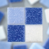 Glasmozaieksteentjes, 10x10 mm 200 gr blauw mix