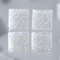 Glasmozaieksteentjes, 10x10 mm 200 gr lichtgrijs