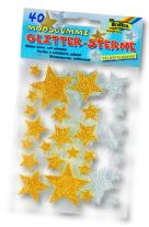 Crepla rubber/foamstickers, stansdelen, sterren, 40 stuks, goud en zilver