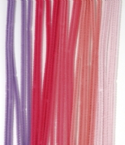 Chenilledraad, 6 mm, 30 cm 25 stuks roze-mix