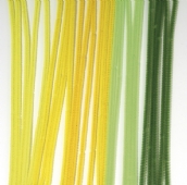Chenilledraad, 6 mm, 30 cm 25 stuks groen/geel-mix