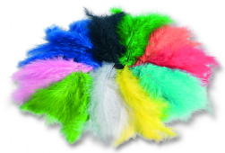 Marabou donsveren, 10-12 cm, 100 gram, assortiment