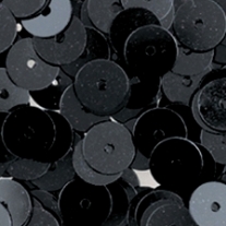 Pailletten/lovertjes, 6 mm, 1000 stuks, zwart