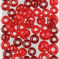 Glazen kralen/rocailles, 5 - 8 mm, 100 gram, Kleurmix rood