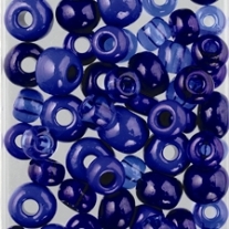 Glazen kralen/rocailles, 5 - 8 mm, 100 gram, Kleurmix blauw