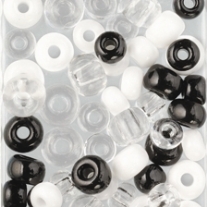 Glazen kralen/rocailles, 5 - 8 mm, 100 gram, Kleurmix zwart
