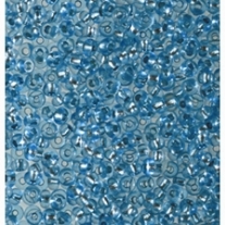 Glazen kraaltjes/borduurkraaltjes/rocailles met zilveren kern, 3,5 mm, 100 gram, azuurblauw