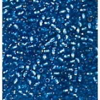 Glazen kraaltjes/borduurkraaltjes/rocailles met zilveren kern, 3,5 mm, 100 gram, lichtblauw